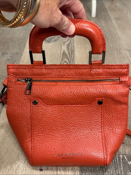 Viola Castellani Handbags - Viola Castellani Italian leather orange pebbled crossbody purse